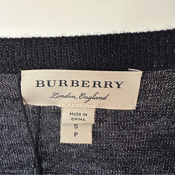 NWT Burberry cashmere black sweater collegiate elbow check patch - Picture 2 of 5